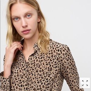 J. Crew Silk Button Up Shirt Leopard